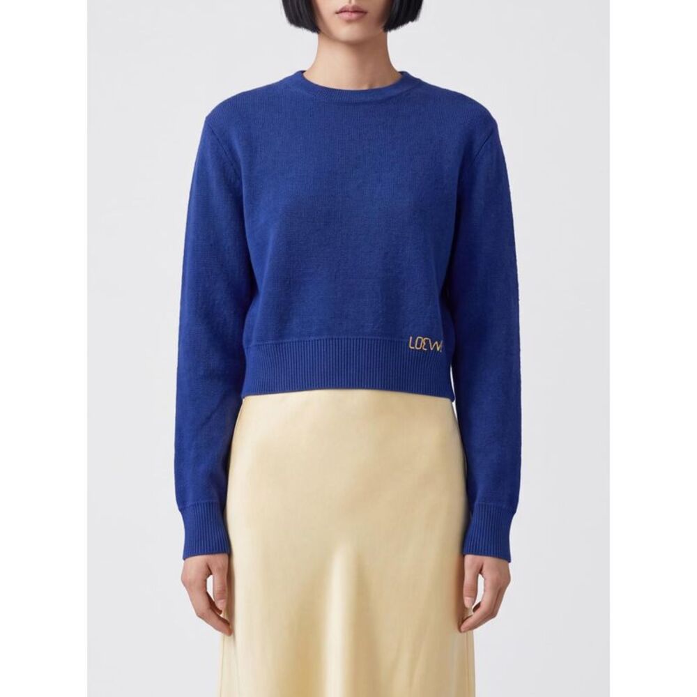 Loewe Women Loewe Long-Sleeved Wool Crewneck Jumper With Contrast Logo